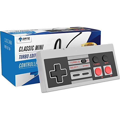 Ortz NES Classic Edition Mini Controller [Turbo Edition] Rapid Buttons for Nintendo Gaming System [Nintendo NES] (Wired)