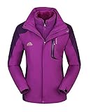 KAISIKE Women's Windproof Softshell Fleece Ski Jacket 3 In 1 Outdoor Sports Coat(W168/Purple-M)