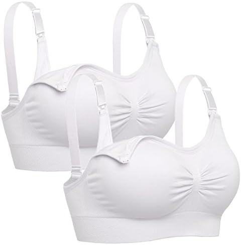 Lataly Womens Sleeping Nursing Bra Wirefree Breastfeeding Maternity Bralette Pack of 2 Color White Size XL