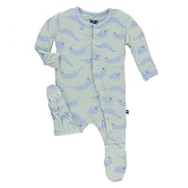 KicKee Pants Little Boys Print Footie - Aloe River Otter, Newborn