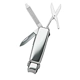 Swiss+Tech ST10606 Smart Clip KeyChain Nail Clippers with LED Flashlight and Knife, Outdoor Stuffs