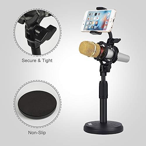 Adjustable microphone stand holder for cellular phones, priced between $8.99 to $9.99.