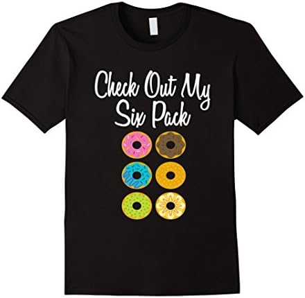 Mens Check Out My Six Pack Funny Donut Ab Tee T Shirt Fake Muscle Large Black