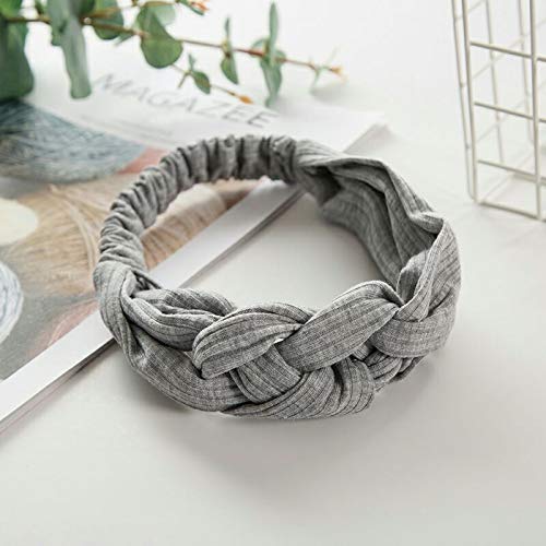 Lannmart New Women Solid Cotton Braided Twist Bow Knot Headwraps Chic Handmade Simple Vintage Hairbands Warm Knit Headbands Hair Holder
