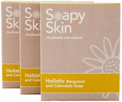 Soapy Skin Bergamot and Calendula Soap - Natural Skincare Suitable for Vegans - 3 x 100g Bars