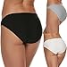 Ekouaer Bikini Panty Womens Seam Free String Microfiber Briefs 3 Pack Assorted Colors,3 Pack-black/White/Gray,Medium