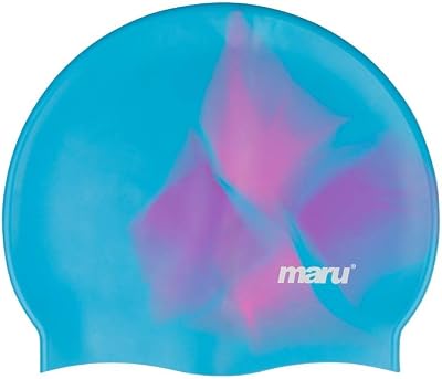 MARU Silicone Swim Cap Blue/Pink/Purple – One Size fits Adults & Kids