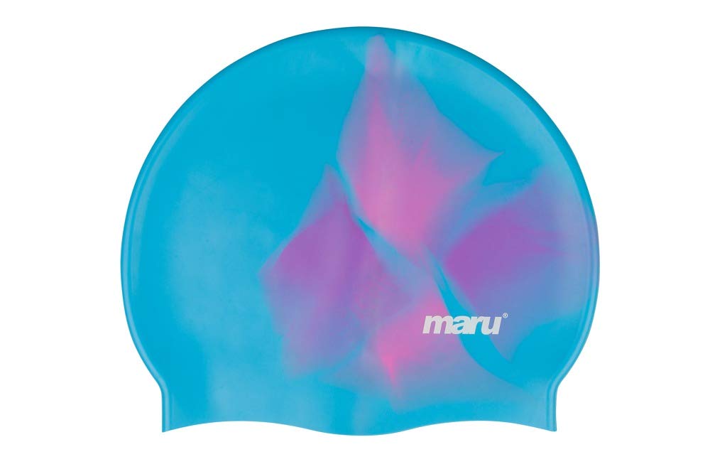 Maru Silicone Swim Cap (Blue/Pink/Purple) – Smooth, Easy-Fit Silicone Swimming Cap for Adults & Kids (One Size Fits All) – Durable Swimming Hat for Speed, Comfort & Chlorine Protection