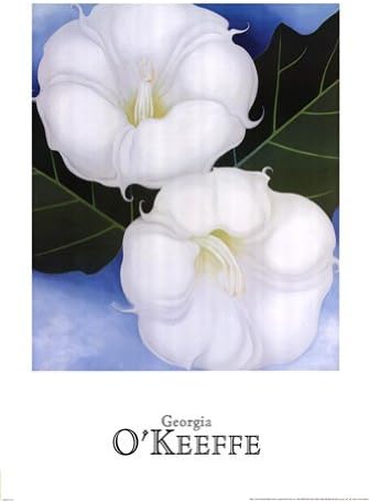 Two Jimson Weeds With Green Leaves and Blue Sky Print Georgia O'Keeffe (24 x 36)