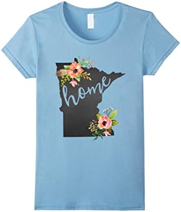 Women's Minnesota Home Chalkboard Watercolor Flowers State T-Shirt Medium Baby Blue