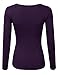 Doublju Womens Long Sleeve Deep V-Neck Ruched Blouse Top