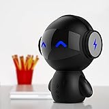 Bodecin Mini Portable Wireless Stereo Robot Smart Bluetooth Speaker with Power Bank Function Support TF MP3 AUX, Build in Microphone for Handfree Calls(Black)