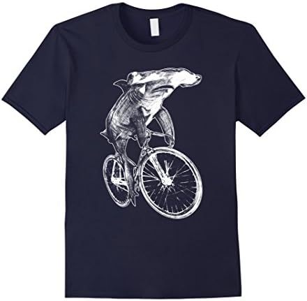 Men's Hammerhead Shark on a Bicycle TShirt  XL Navy