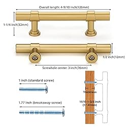 Haliwu 10 Pack Gold Cabinet Handles, Brushed Brass