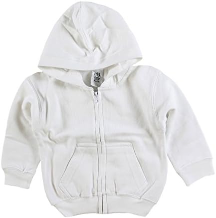 Kiddy Kats Baby Hooded Sweatshirt Cotton Full Zipper Infant Hoodie with Kangaroo Muff Pockets White, 24 Months