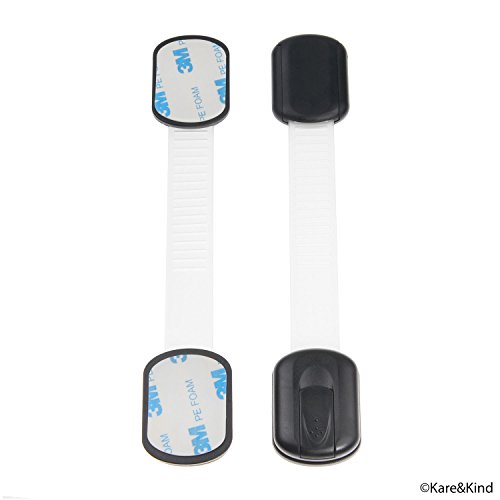 Child Safety Locks (Black) - Set of 6 - Prevents Injury and Opening (Oven) Doors, (Kitchen Sink) Cabinets, Toilet Seats, etc. - No Tools or Screws Needed - Strong Removable 3M Adhesive - Adjustable - Thumbnail 2