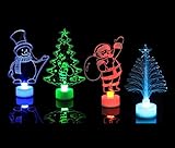 GJLX Snowman Christmas Tree Santa Claus Colorful Luminous Night Lights Decorations Gifts (4 Pack)