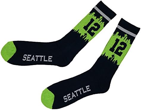 Seattle Football 12th Man Fan Socks Skyline View / Seattle 12 (M-L (9-13), Cityview-navy)