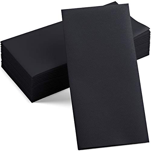 100 LinenFeel Black Paper Napkins Decorative ClothLike Black Dinner