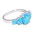 CiNily Blue Fire Opal Silver Plated Women Jewelry Gemstone Ring Size 6
