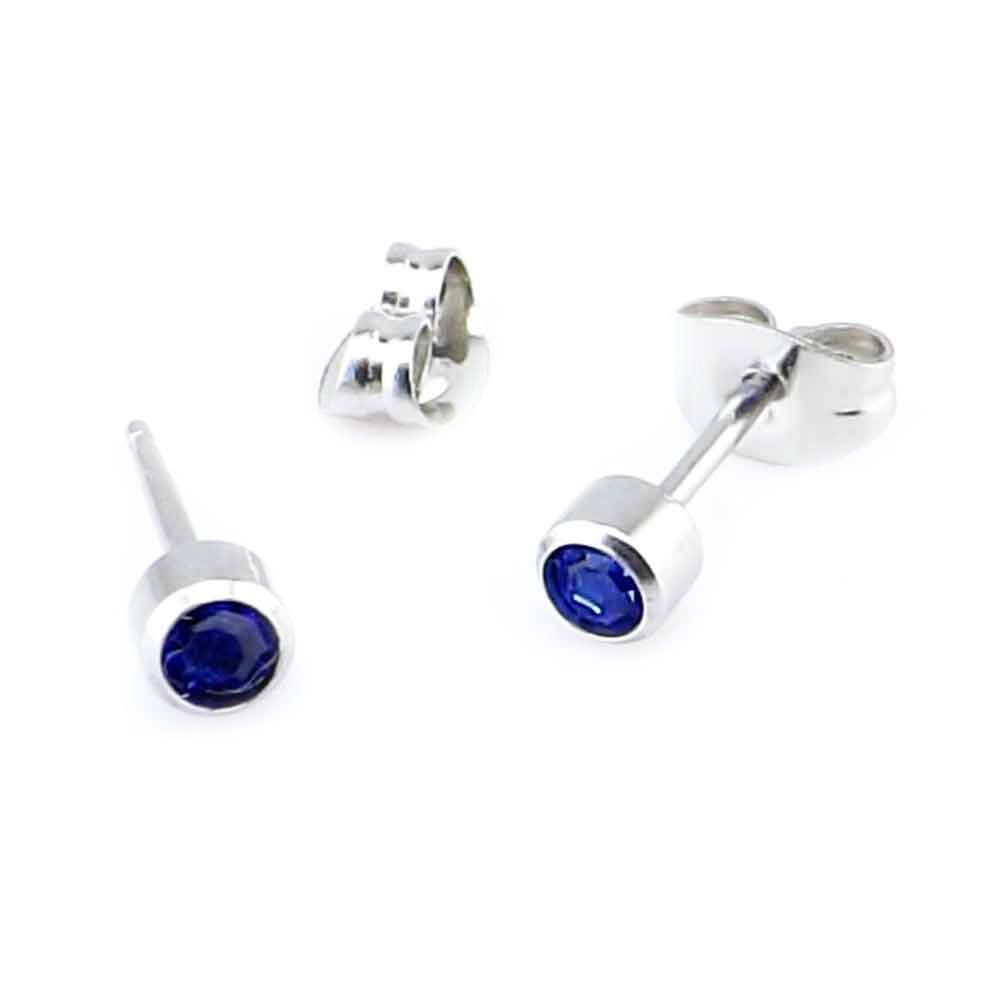 Gemini body jewellery Sapphire Crystal gem Surgical Steel Stud Earrings