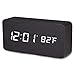Digital Alarm Clock, Temperature Date LED Display Wood Grain Clock 3 Levels Brightness Voice Control Modern Simplicity Wood Digital Clock