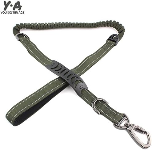 Tactical Dog Training Leash Nylon Dog Bungee Leash with Control Handle Quick Release Clasp for Army Police Dog Training Adjustable and Flexible (45 inch) (RANGER GREEN)