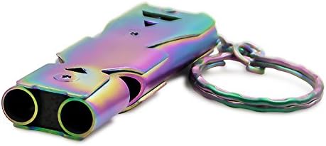 Sporting Emergency Whistle Ikevision Double Tubes Stainless Steel Outdoor High Decibel Life-Saving Emergency Survival Whistle (Titanium)