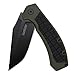 Kershaw Faultine Pocketknife (8760); 3-Inch 8Cr13MoV Blade; Black Oxide Coating; Olive Handle with Black Rubber Overmold; KVT Manual Open; Liner Lock; Single Position Deep Carry Pocketclip; 3.9 oz primary