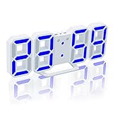 EAAGD Electronic LED Digital Alarm Clocks [Upgrade Version], Clock Can Adjust The LED Brightness Automatically in Night (White/Blue)