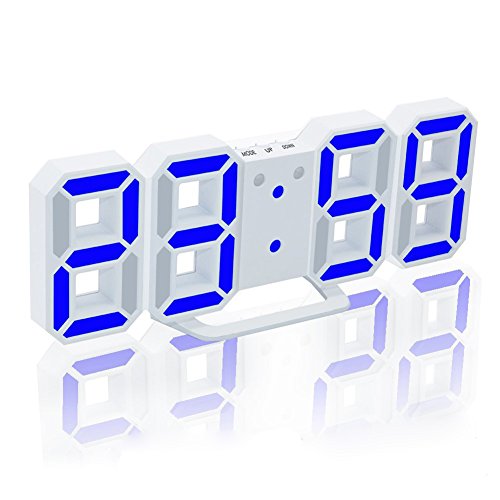 EAAGD Electronic LED Digital Alarm Clocks [Upgrade Version], Clock Can Adjust The LED Brightness Automatically in Night (White/Blue)