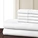 Danjor Linens Bed Sheet Set Full Size for Teens, Hotel Premium Sheets with 4 Pillowcases, Lightweight Brushed Microfiber Deep Pockets, Breathable Cooling 6 Piece Bedding Sets, White