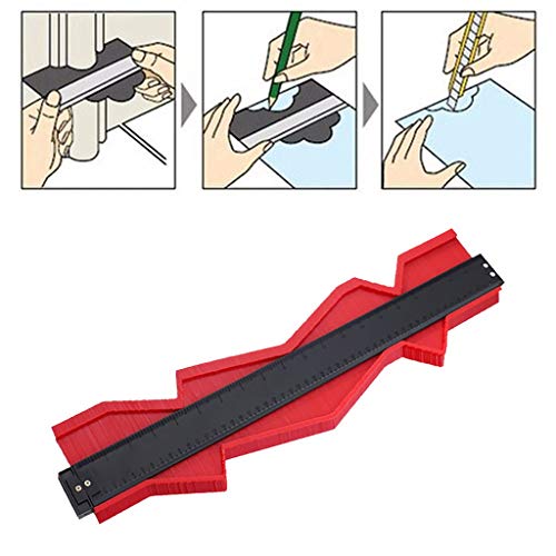 Cuekondy 20 Inch Contour Gauge Duplicator Multi-Functional ABS Plastic Profile Gauge Shape Duplicator Copying Template Measuring Tool(Red)