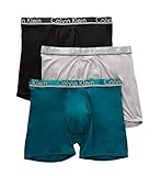 Calvin Klein Men's Underwear Comfort Microfiber Boxer Briefs, Black/Gaze/Sea Green, Medium