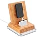 Rerii Bamboo Charge Stand with Aluminum Base, iPhone Charging Dock, iPhone Charger, Stand for iPhone 8, 8 Plus, iPhone X, iPhone 7, 7 Plus, 6, 6 Plus, iPad Air, iPad Mini, Support Charging with Case