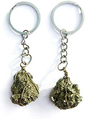 Wirewrapped Pyrite Keychain - Golden Mineral accessory - Peru - Peruvian