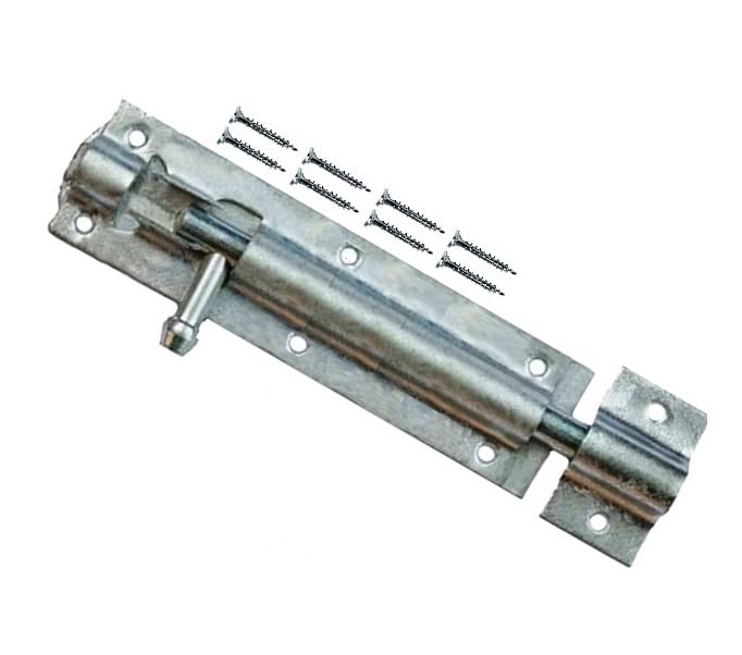 TERF® Heavy Duty Galvanised Tower Door Bolt Barrel Slide Lock 150mm [6''] Door Latch with Screws Ideal for Internal External Strong Doors Locks for Bathroom Shed Garden Gate and Multi Use - Pack of 1