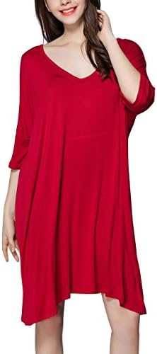 Nightshirts for Women Plus Szie Scoop Neck Sleep Tee Nightshirt Red 2X-Large