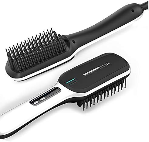 Best Ionic Hair Straightener Brush,Professional Hair Straightener Brush Hair Styling Comb Digital Anti Static Anti-Scald Ceramic Heating Dual Voltage Ionic Flat Iron #BlackWhite