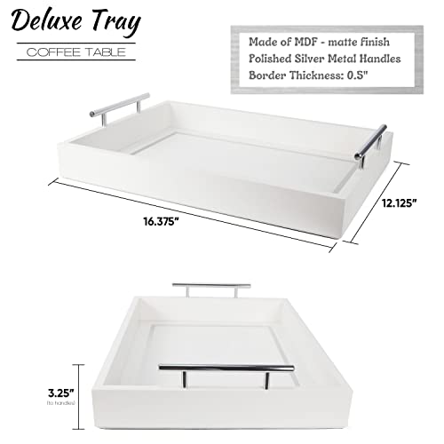 Deluxe Tray for Coffee Table Beautiful White Tray Decor, White Coffee