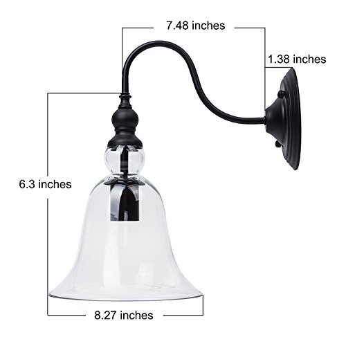 Lightess Clear Glass Sconces Farmhouse Wall Lighting Edison Bell Wall Lamp Shade for Farmhouse Kitchen, CYA100