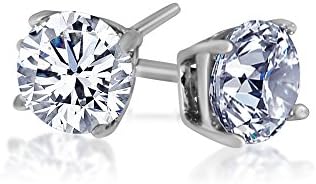 925 Solid Sterling Silver Basket Set Round Cz Stud Earrings in Different Sizes (sterling-silver, 3 carats)