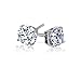 925 Solid Sterling Silver, Basket Set, Clear Round CZ Cubic Zirconia Stud Earrings 1.0ct to 5.0ct
