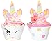 Unicorn Glitter Cupcake Toppers + Wrappers - Set of 24 by Just For Fun Shop | Girls Birthday Party Supplies - Rainbow and Gold Glitter Decorations | Cute favors for Baby Shower