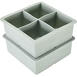 Large Ice Cube Mold - Makes 4 Jumbo 2.25 Inch Big Ice Cubes - Prevent Diluting Your Scotch, Whiskey, Cocktails - Keep Drinks Chilled with Praticube Large Ice Cube Trays - 2 Pack