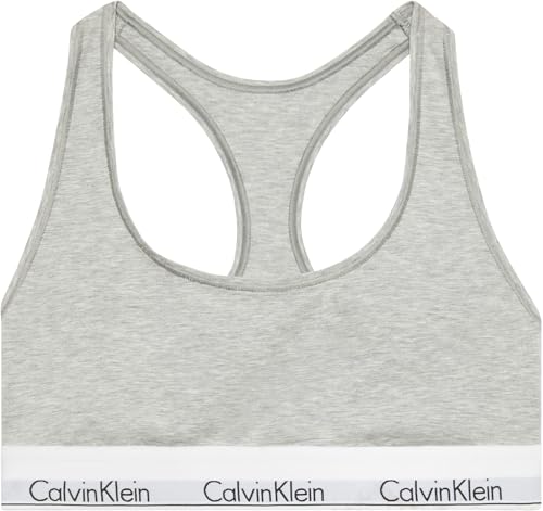Donna Bralette Unlined con Fascia con Logo, Grigio (Grey Heather), XS