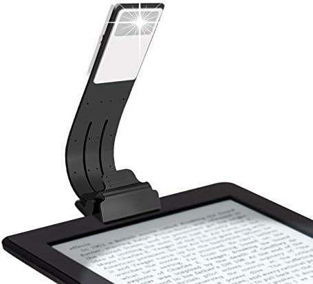 Book Light, Deruitu USB Reading Light with 4-Level Adjustable Brightness, Eye Protection LED Night Light for Reading &amp; Working, Bed Light for Kids, Clip on for ipad, Book, ebook（6000K, Black)