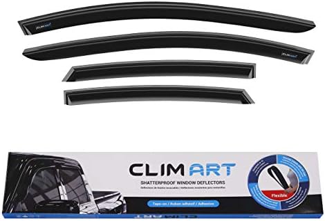 CLIM ART Incredibly Durable Rain Guards for Ford Focus 2012-2018, Original Tape-on Window Deflectors, Vent Deflector, Vent Window Visors for Cars, Dark Smoke, Car Accessories, 4 pcs- 412015
