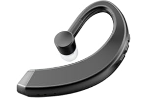 108 Business Wireless Bluetooth 5.0 Single Ear Headset, Rotatable Earhook, Stereo Hands-Free, Waterproof, Black, 10m Range, 1