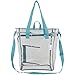 Eastsport Clear Tote Bag Stadium Approved Zipper Closure Crossbody Messenger Shoulder Bag with Adjustable Strap Shopping Festival Work, Mint Blue Trim